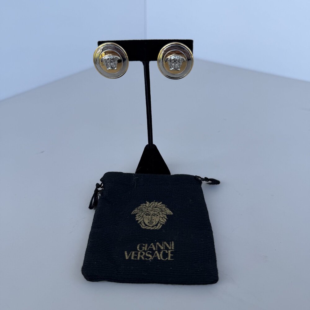 Gianni Versace Two-Tone Medusa Head Clip-On Earrings